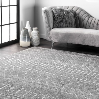Handmade Dark Grey Geometric 6' Square Synthetic Area Rug