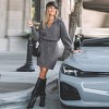 Women's Cozy Collared Knit Sweater Dress with Cinched Waist - Cupshe - 3 of 4