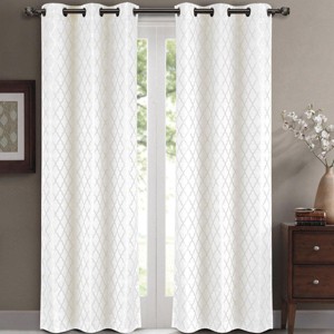 Willow Geometric Jacquard Thermal-Insulated Blackout Curtain Panels (Set of 2) - 1 of 4