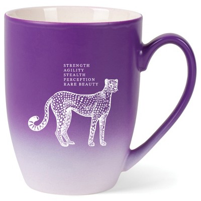 Elanze Designs 12 Ounce Ceramic Decorative Laser Engraved Giftable Novelty Tea Coffee Cup Mug Purple and White Leopard Strength Agility Stealth Beauty