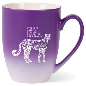 Elanze Designs 12 Ounce Ceramic Decorative Laser Engraved Giftable Novelty Tea Coffee Cup Mug Purple and White Leopard Strength Agility Stealth Beauty - 1 of 4