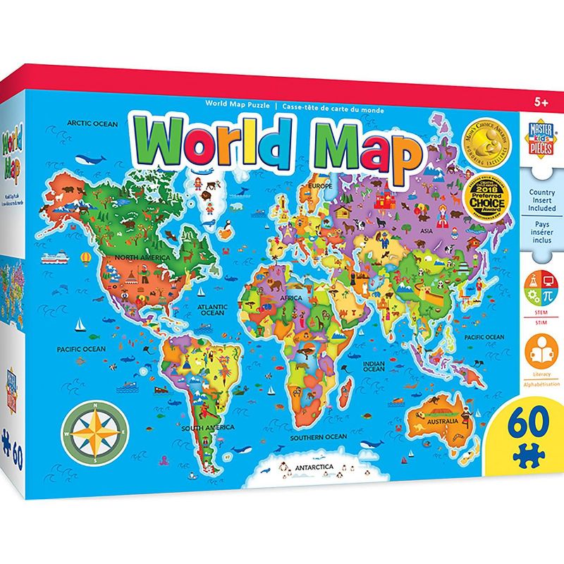 MasterPieces Inc Educational World Map 60 Piece Jigsaw Puzzle, 1 of 7