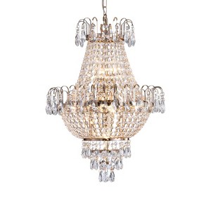 Modern Gold Crystal Chandelier, Led Lighting Pendant Lights Fixture, Flush Mount Ceiling Lamp Light for Dining Room Living Room Hotel Foyer - 1 of 4