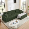 112.6" Modern Corduroy L-Shape Modular Floor Sectional Sofa with Right Arm Chaise Lounge, Convertible into a Queen Bed - 3 of 4