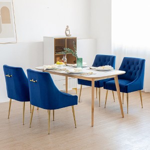 DYHOME Modern Dining Chairs Set of 4, Mid Century Dining Chairs with 5.12” Cushions, Velvet Upholstered Dining Chairs with Back Pull Rod - 1 of 4