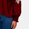 Knit & Lounge Women’s Embroidered Button Down Blouse Long Puff Sleeves Boho Inspired Lightweight Top - 2 of 4