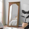 Lirago Rectangle Wood Full Length Mirror Wall Mirror with Inner Arch Carved Frame 72*35 Brown - 2 of 4