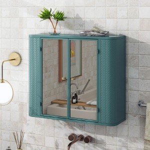 Wall Mounted Bathroom Cabinet, Bathroom Medicine Cabinet with Mirror Door, Metal Organizer Cabinet, Utility Cabinet for Bathroom Laundry Room - 1 of 4