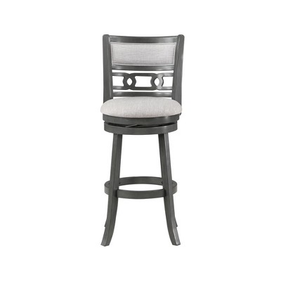 Gray Wood Swivel Bar Stool with Fabric Seat