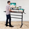 Costway Standing Desk Crank Adjustable Sit to Stand Workstation with Monitor Shelf Brown\Black - 2 of 4