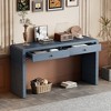 Curved Wooden Console Table with Storage, Rustic Farmhouse Entryway Table with 2 Drawers for Hallway & Living Room - ModernLuxe - 2 of 4