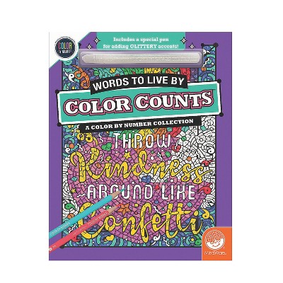 MindWare Color By Number Color Counts: Glitter Words To Live By - Coloring Books