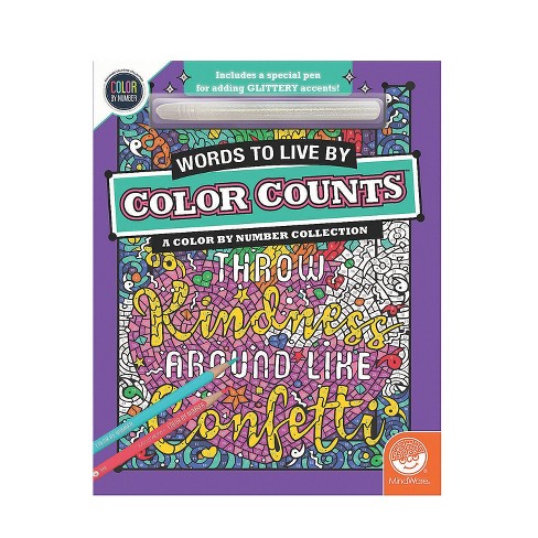 Download Mindware Color By Number Color Counts Glitter Words To Live By Coloring Books Target