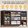 10 Drawer Dresser with Wooden Top for Bedroom, Rustic Tv Stand Dresser with Power Outlet for 55" TV, Fabric Dressers with Drawers for Living Room - 4 of 4