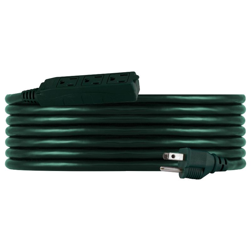 Philips 15&#39; 3-Outlet Grounded Extension Cord Outdoor Green, 1 of 11