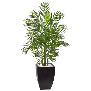 Nearly Natural 4.5-ft Areca Palm Tree with Black Wash Planter UV Resistant (Indoor/Outdoor) - 1 of 4