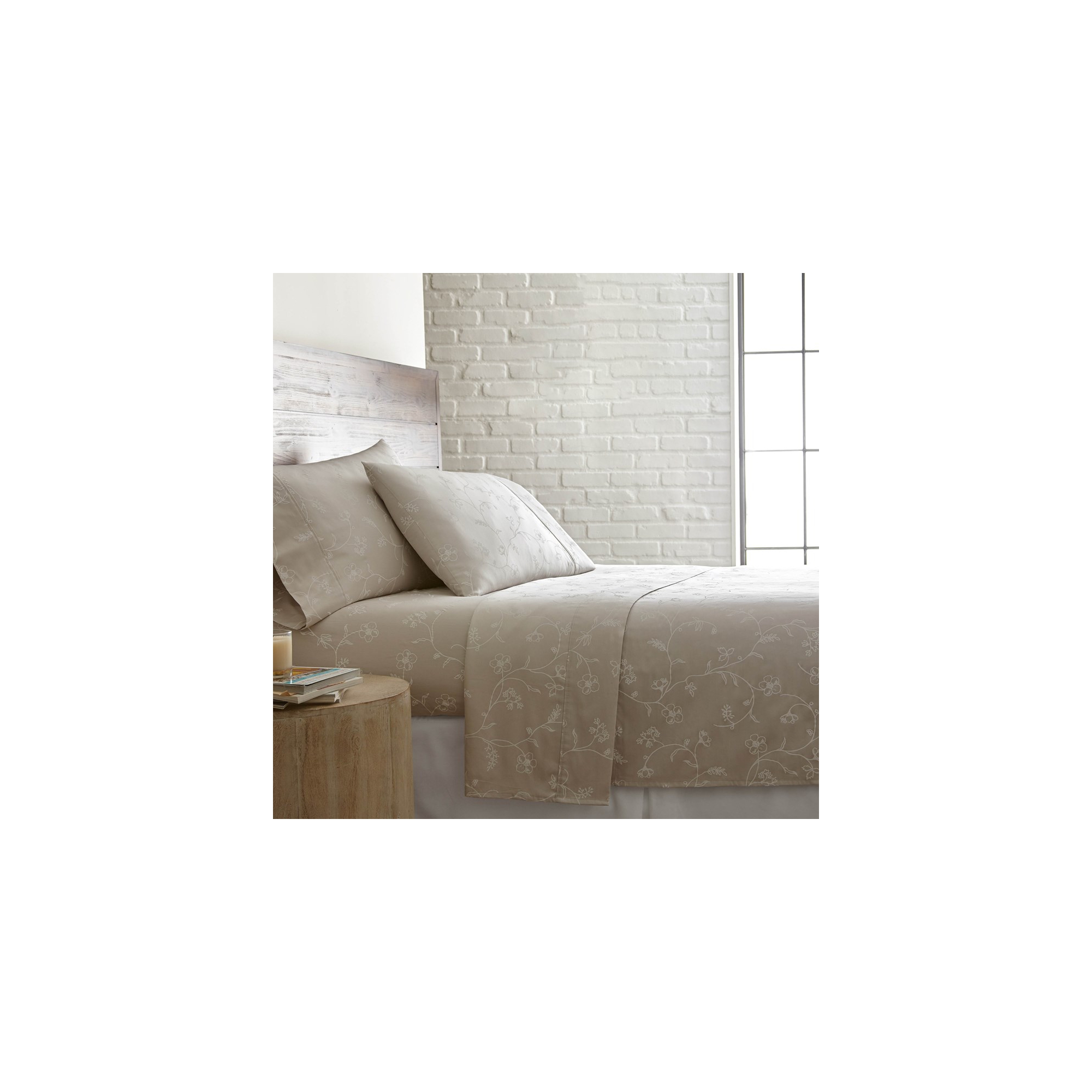 Southshore Fine Living Sweetbrier 300 TC 100% Cotton 22-inch Extra-Deep Pocket Sheet Set Sand, Queen