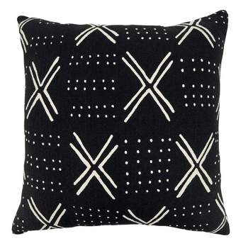 Saro Lifestyle Mudcloth Pillow - Poly Filled, 22" Square, Black