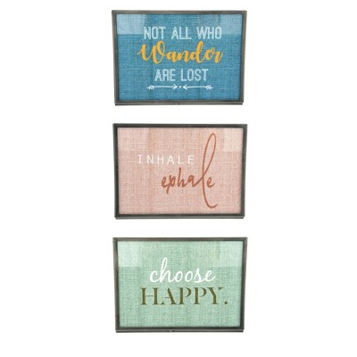 Set of 3 Sayings Metal Photo Framed with Inspirational Inserts - 3R Studios