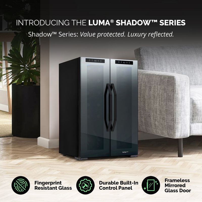 LUMA Comfort Shadow Series Wine and Beverage Cooler 12 Bottles & 39 Cans Dual Zone Wine Refrigerator, Freestanding Combination Fridge, 2 of 17