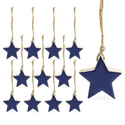 AuldHome Design Enamel Christmas Ornaments 12pk; Rustic Farmhouse Wood Tree Decorations, Retro Vintage Style
