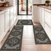 FURNIinspire Floor Mats Home 3 Piece Kitchen Rug Machine Washable Floor Mat for Living Room, Vintage Carpet, Non Slip, Black, 60"*20" - 2 of 4