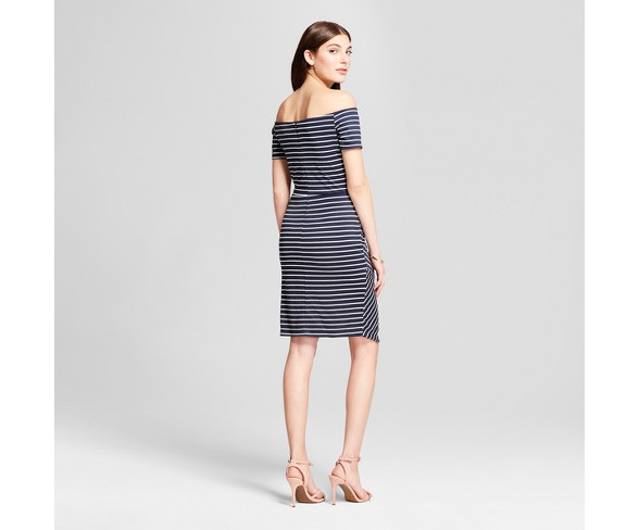 Women's Ponte Striped Dress - Vanity Room Navy/White XL