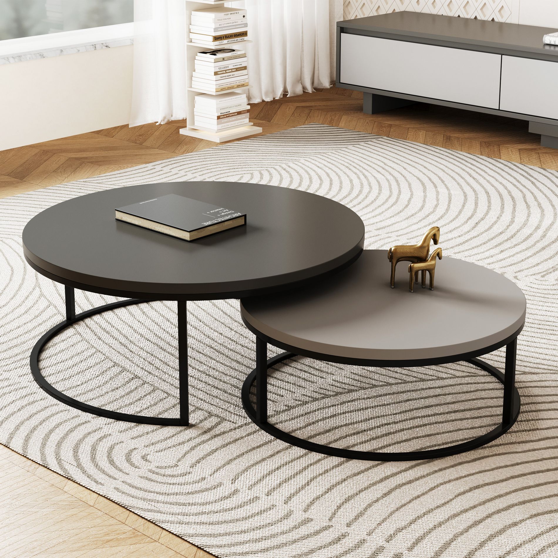 Luck Live Round Modern Living Room Nesting Coffee Coffee Table
