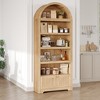 72" Tall Wood Arched Storage Cabinet, Kitchen Pantry with Open Display & Drawer, 6-Tier Standing Arched Bookcase & Cupboard with Adjustable - 3 of 4