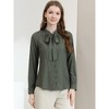 Allegra K Women's Work Office Long Sleeve Button Decor Elegant Bow Tie Neck Blouse - 2 of 4