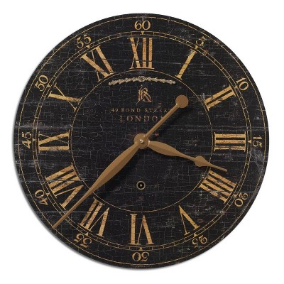 London Decorative Wall Clock Distressed Black - Uttermost