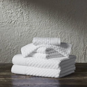 4pc Cotton Diamond Textured Towel Set - Isla Jade - 1 of 4