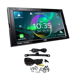 JVC KW-M875BW CarPlay/Android Auto BT Receiver + Audiovox ACA800 Camera - 1 of 4