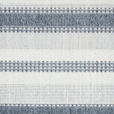 Dark Blue and Cream Striped Synthetic 8' x 10' Indoor/Outdoor Rug