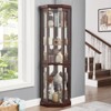 GlasFlength Decorative Storage Cabinets Corner Glass Cabinet in Light, Curio Cabinet, Display Case for Living Room, Brown, 15.31"*15.31"*69.84" - 2 of 4