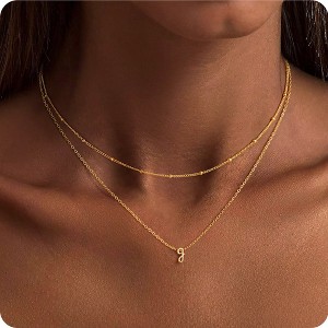 Turandoss 2PCS Gold Initial Necklaces for Women Girls, Dainty Layered Pendant Necklace, Gold Jewelry for Women, Birthday Gifts for Girls 8-18 - 1 of 4