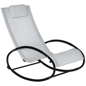 Pool Lounger, Outdoor Rocking Lounge Chair for Sunbathing, Pool, Beach, Porch with Pillow and Cool Mesh, Sun Tanning Rocker - 1 of 4