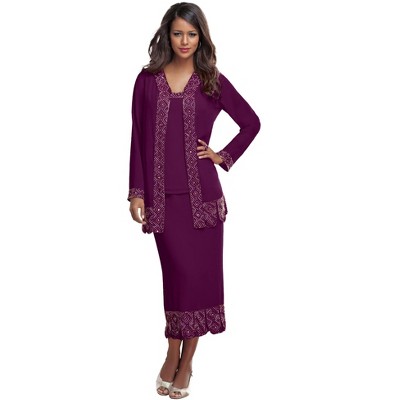 Roaman's Women's Plus Size Beaded Skirt Set