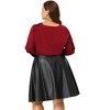 Agnes Orinda Women's Plus Size PU A-Line Versatile Flared Party Skirts - 4 of 4