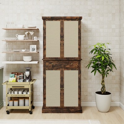 VYNXARIA Stylish 4-Door Storage Cabinet with Adjustable Shelves and Drawer