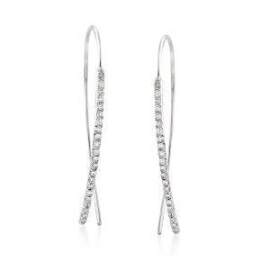Ross-Simons 0.50 ct. t.w. Diamond Linear Wire Threader Earrings in 14kt White Gold - 1 of 4