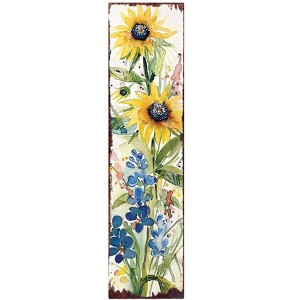 HomeRoots 36" White Yellow And Blue Green Solid Wood Watercolor Floral Porch Sign - 1 of 4