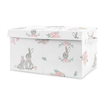 Sweet Jojo Designs Girl Fabric Storage Toy Bin Bunny Floral Pink and Grey
