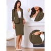 INSPIRE CHIC Women's Long Sleeve Notch Lapel One Button Blazer and Pencil Midi Skirt with Slit Set 2 PCS - 2 of 4