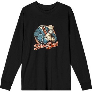 Full Time Dad Business Suit Adult Crew Neck Long Sleeve Tee - 1 of 2