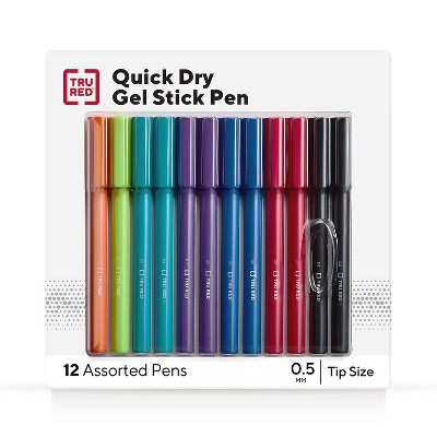 TRU RED Quick Dry Gel Pens Fine Point 0.5mm Asst 12/Pack TR54473