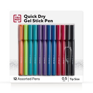 TRU RED Quick Dry Gel Pens Fine Point 0.5mm Asst 12/Pack TR54473 - 1 of 4