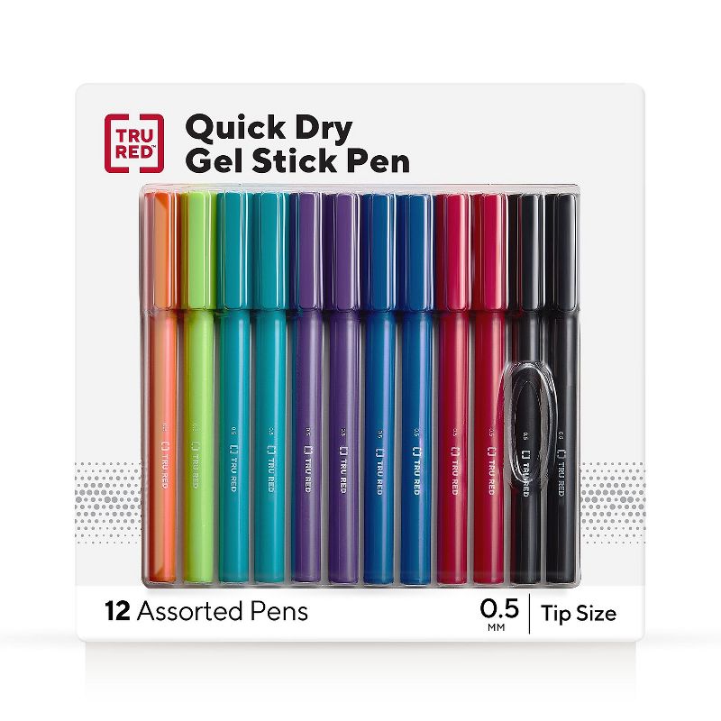 TRU RED Quick Dry Gel Pens Fine Point 0.5mm Asst 12/Pack TR54473, 1 of 10