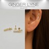 Heart Crawler CZ Flat Back Earrings for Cartilage Helix Tragus Lobe Gold Plated Sterling Silver 1 pair by Ginger Lyne - 2 of 4
