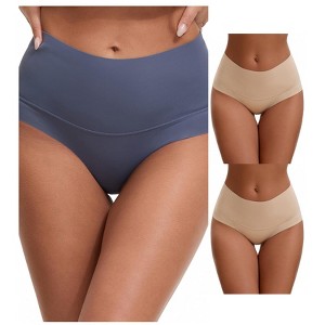 INSPIRE CHIC Women's High Waist Tummy Control Full Coverage Briefs Breathable Panties 3 Packs - 1 of 4